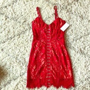 NWT! TOBI Red Lace Dress